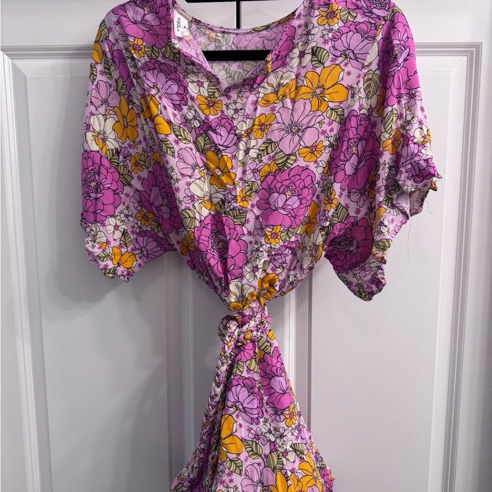 Storia Pink and Yellow Rope Tie Dress